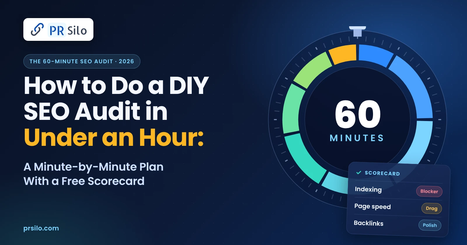 How to do a DIY SEO audit in under an hour: a 60-minute stopwatch with a minute-by-minute plan and free scorecard from PR Silo